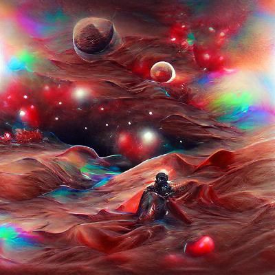 Holographic Red Planet Mars in Space
