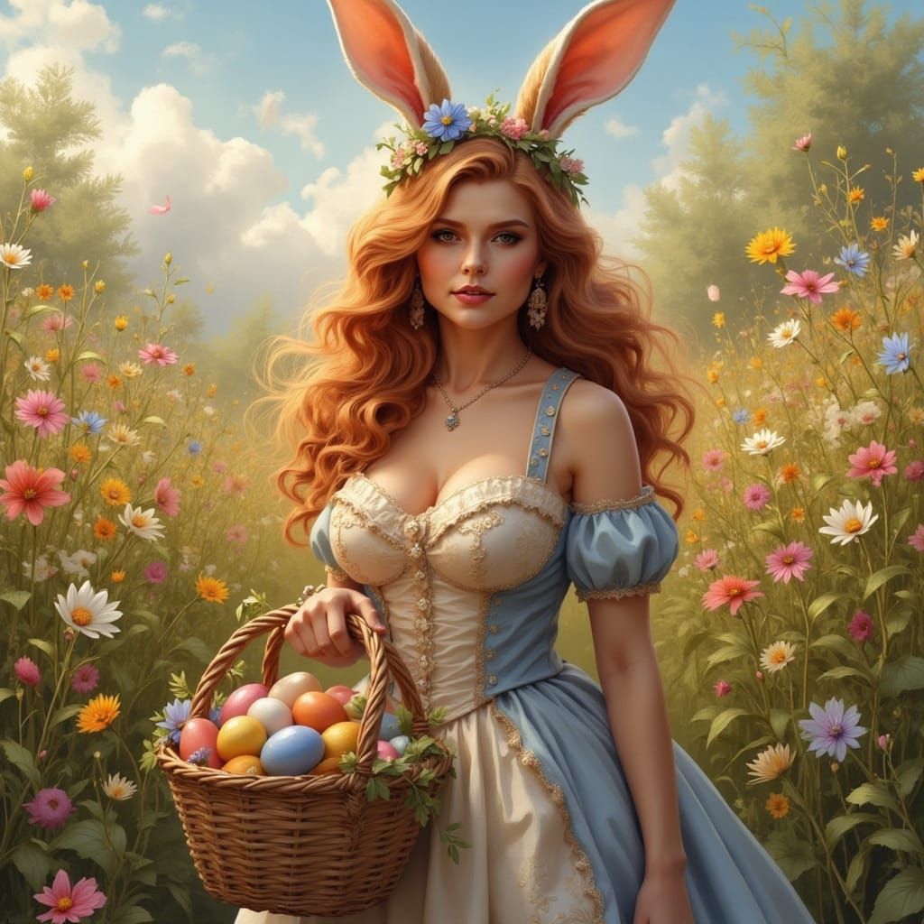 Surreal Easter Goddess in Vibrant Bloom