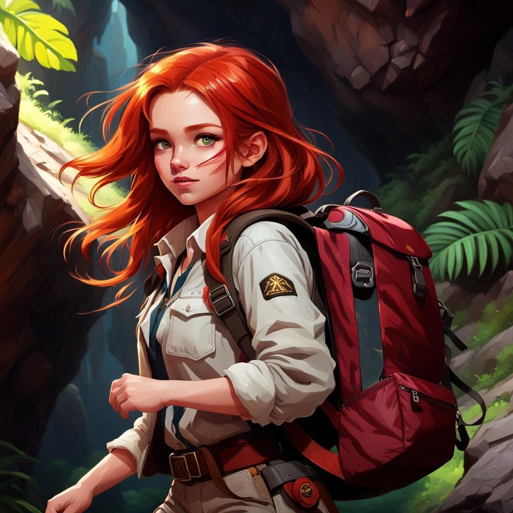 red hair explorer girl