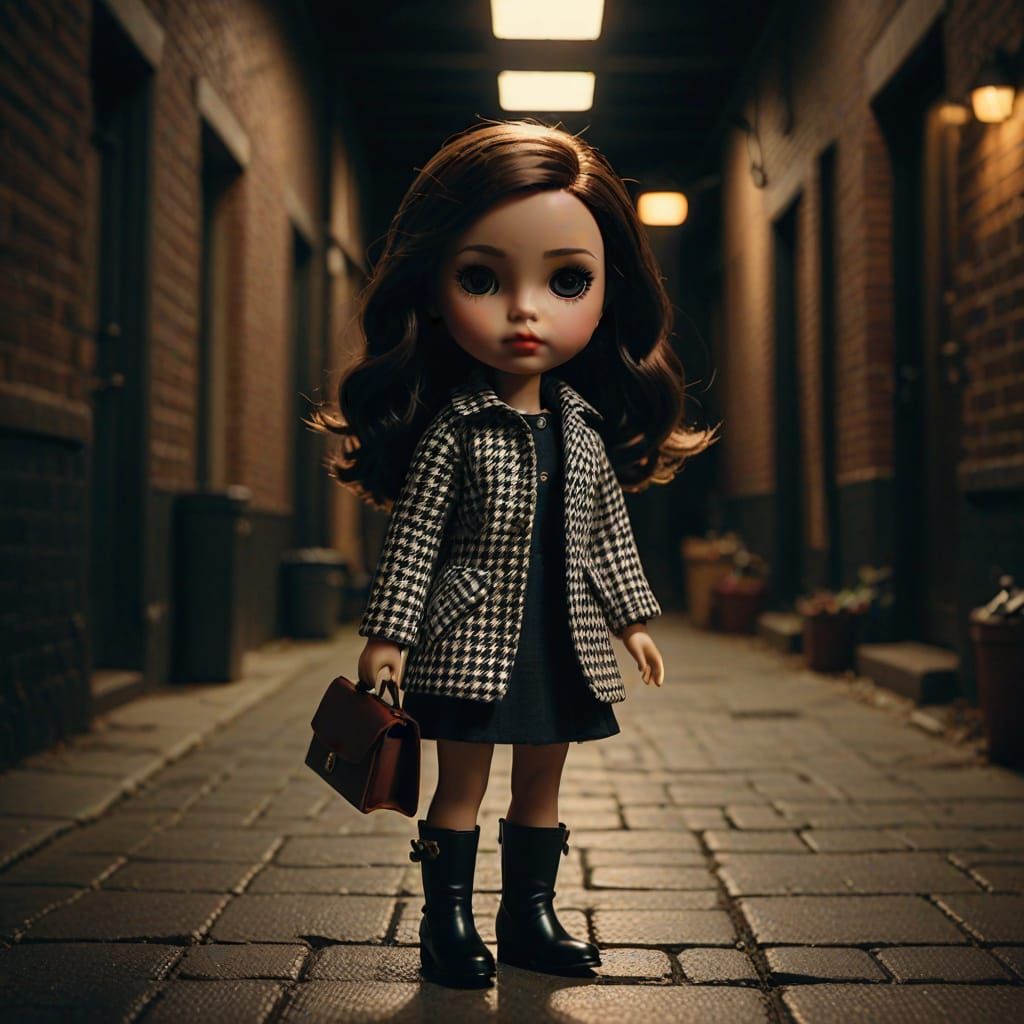 Mini Blythe Doll in Cinematic Houndstooth
