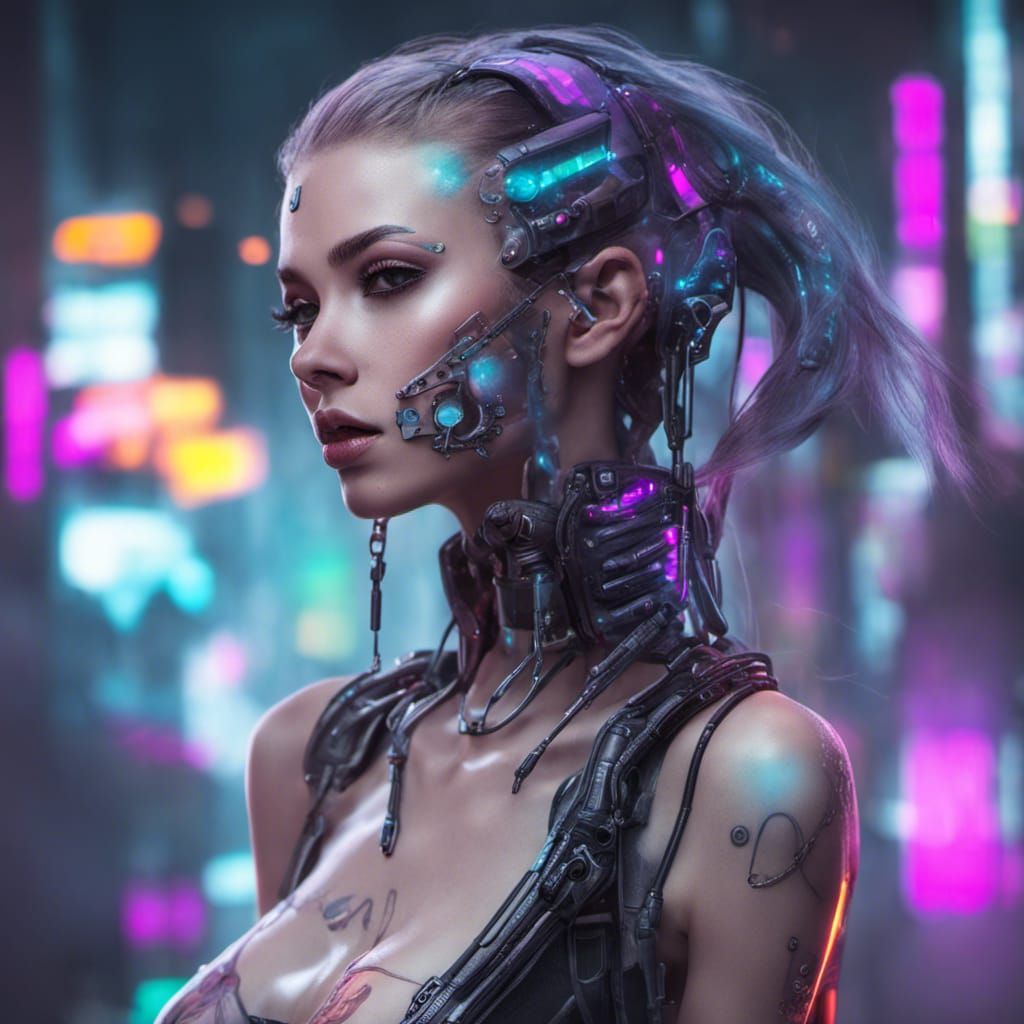 Biotranslucent Girl in Cyberpunk Style