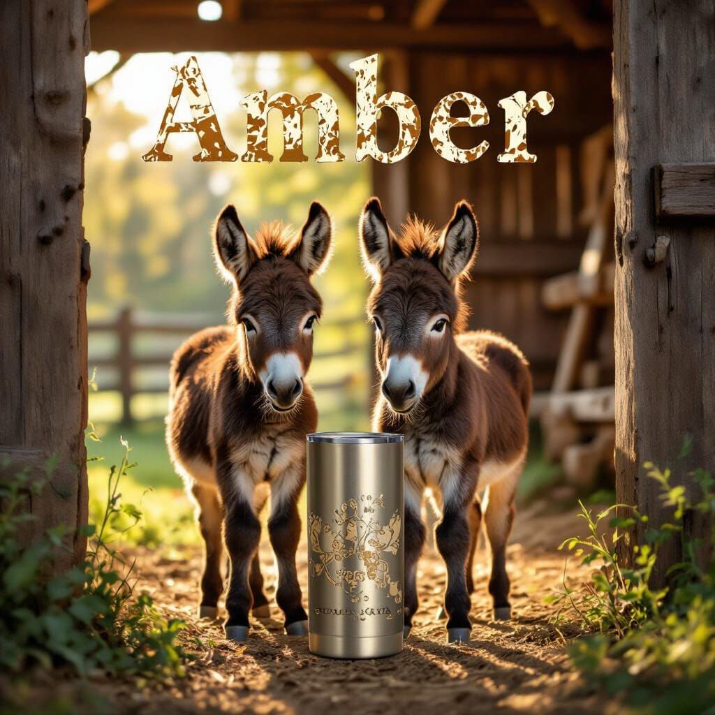 Baby Donkeys in Barn Door: Photorealistic Tumbler Wrap