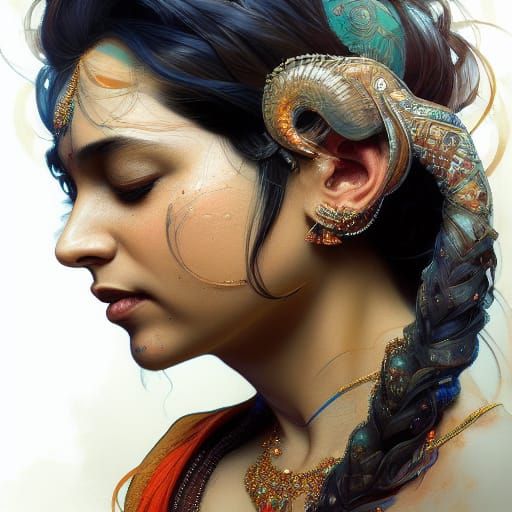 Detailed Hindu Portrait in Digital Art Style
