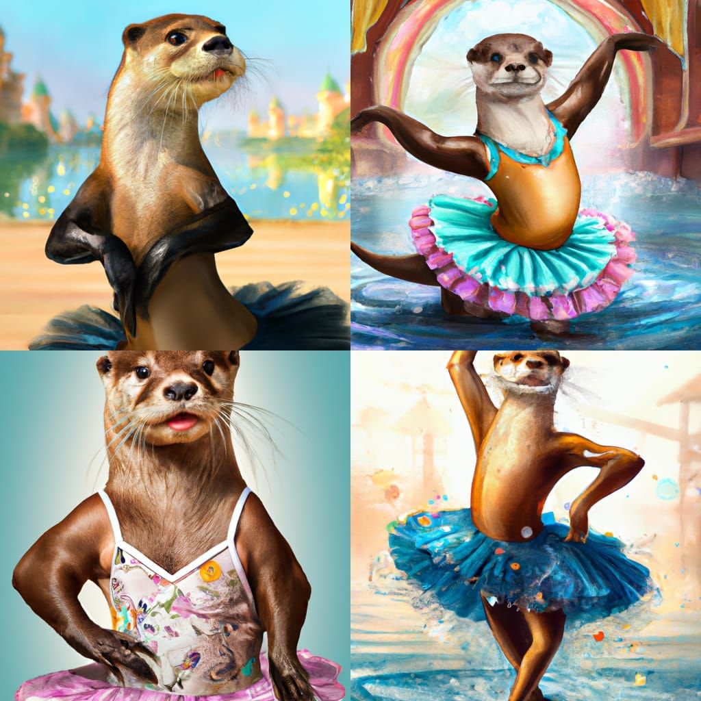 Cartoon Otter Ballerina Portrait