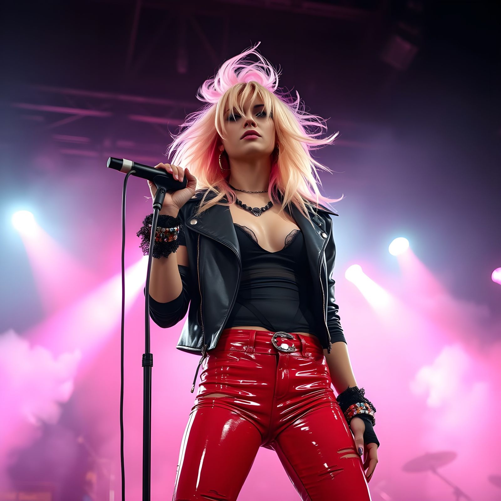 80s Rock Singer in Concert: Cyberpunk Style