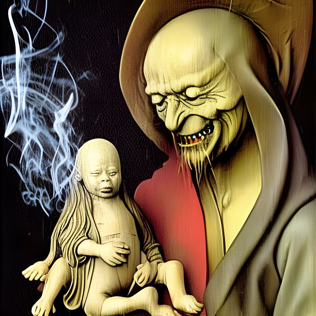 Alien Jesus Smokes in a Bosch-Inspired Hellscape