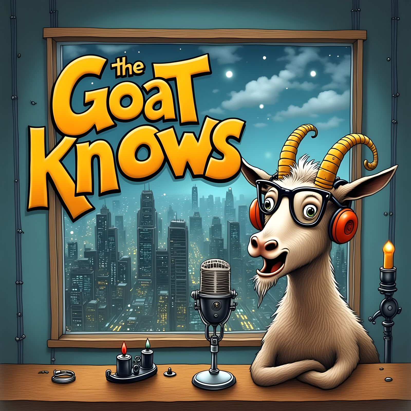 A Goat Podcasts from a Highrise Window
