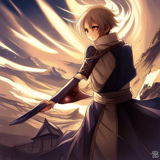 Anime Style Monk in Japanese Manga Art