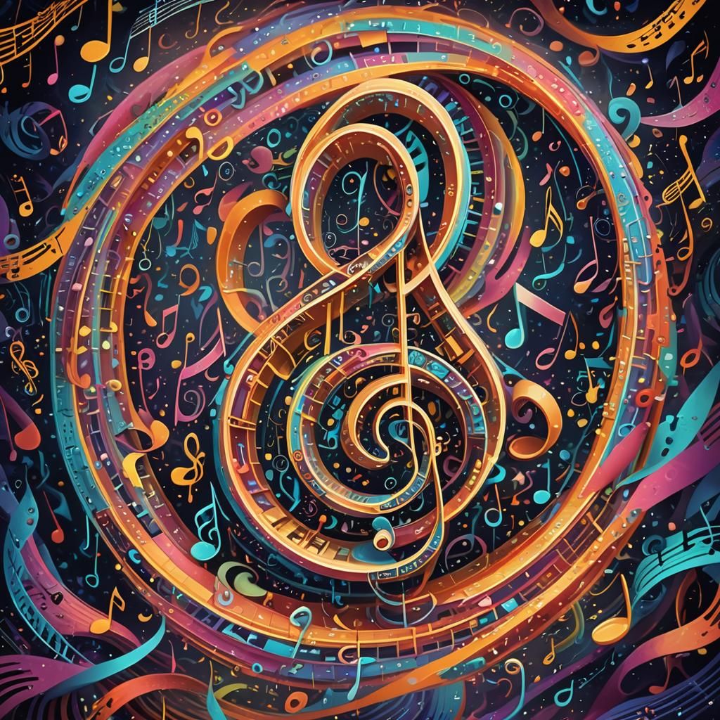 Treble Clef in Surreal Musical Vortex