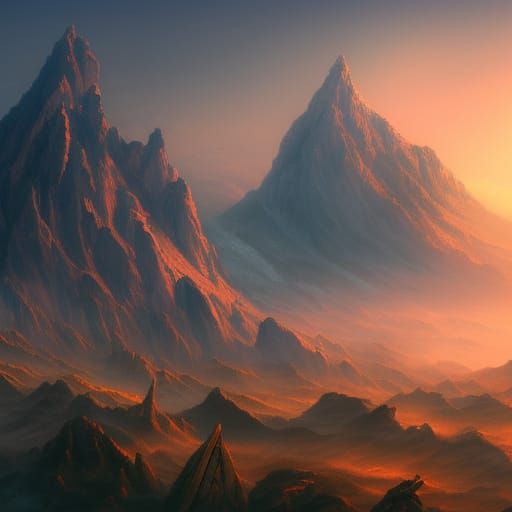 Mount Olympus at Dawn: Detailed Matte Painting