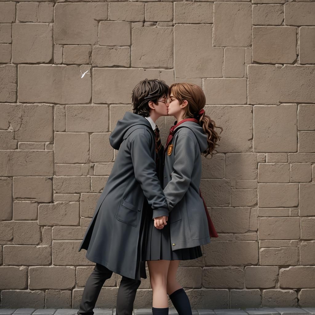 Harry and Hermione kissing