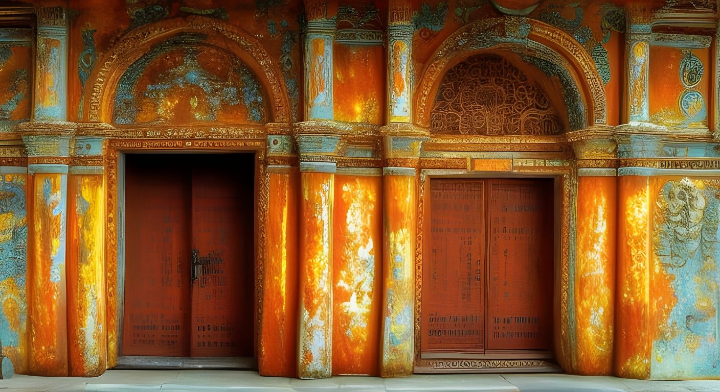 Dream World Temple Gates at Night