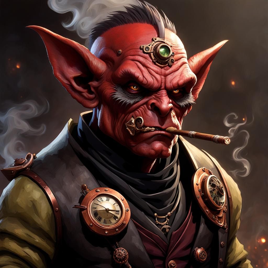 Sinister Goblin Artificer with Steampunk Prosthetic