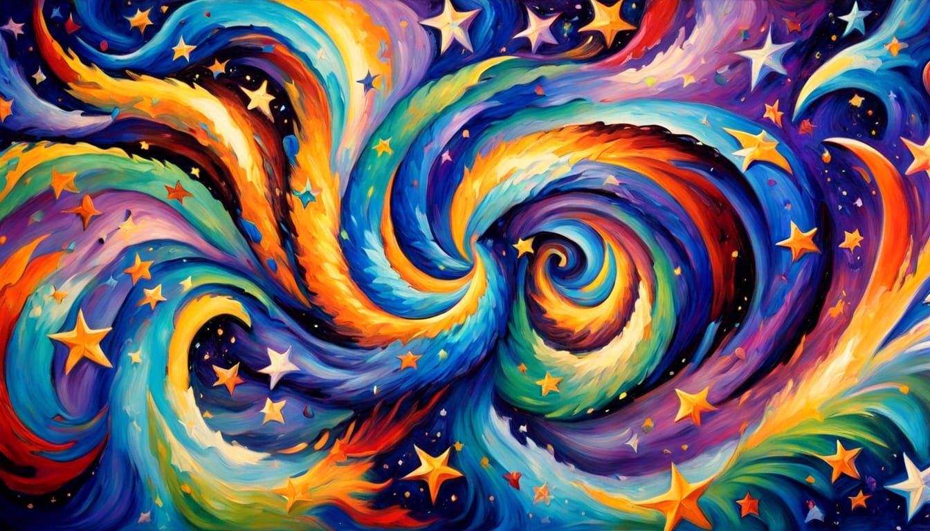 Vivid Starry Vortex Oil Painting