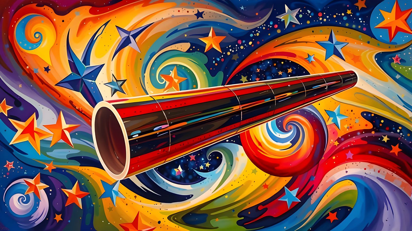 Reflective Cylinder Mirrored in Impasto Cosmos