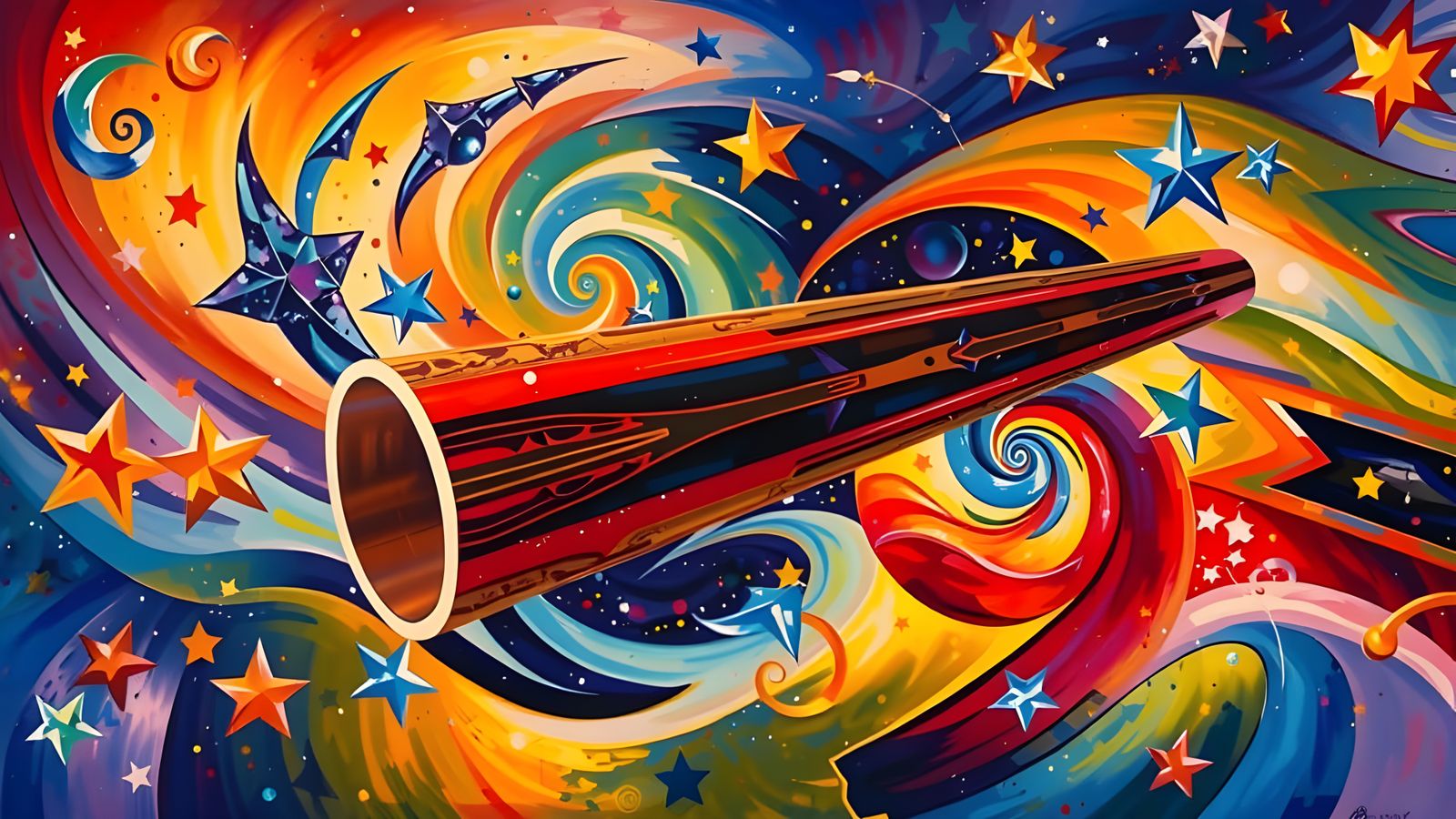 Reflective Cylinder Mirrors Impasto Cosmos of Stars