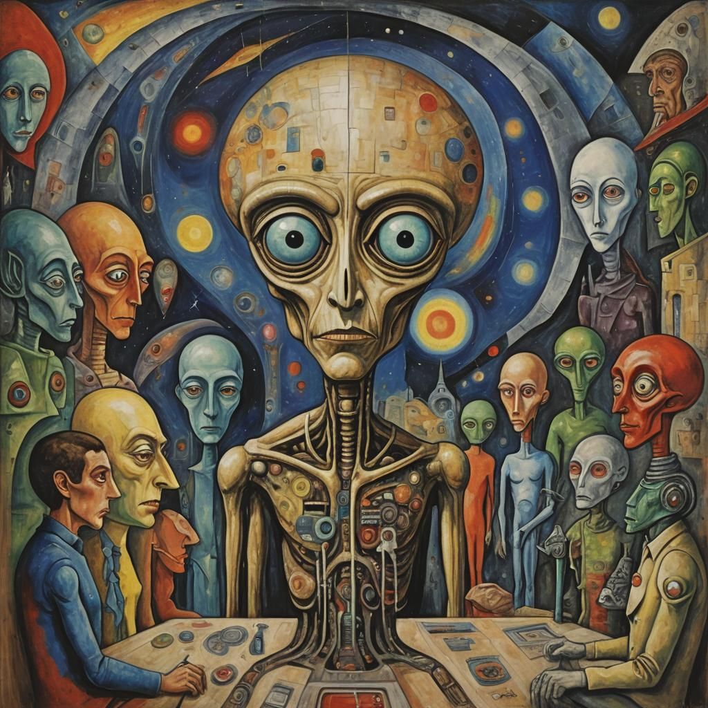 Aliens Probe Human Body: Homage to Modern Art
