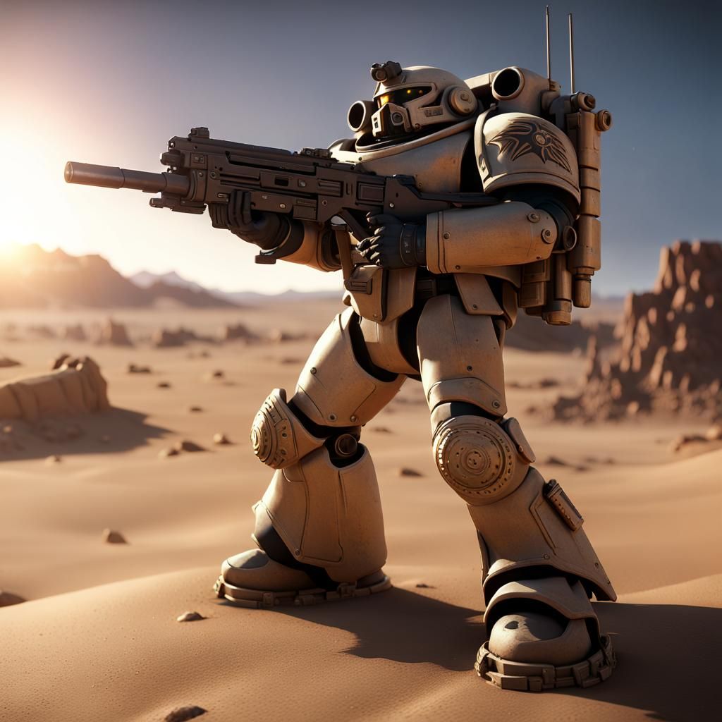 Space Marine Zaku Fusion in Nevada Desert
