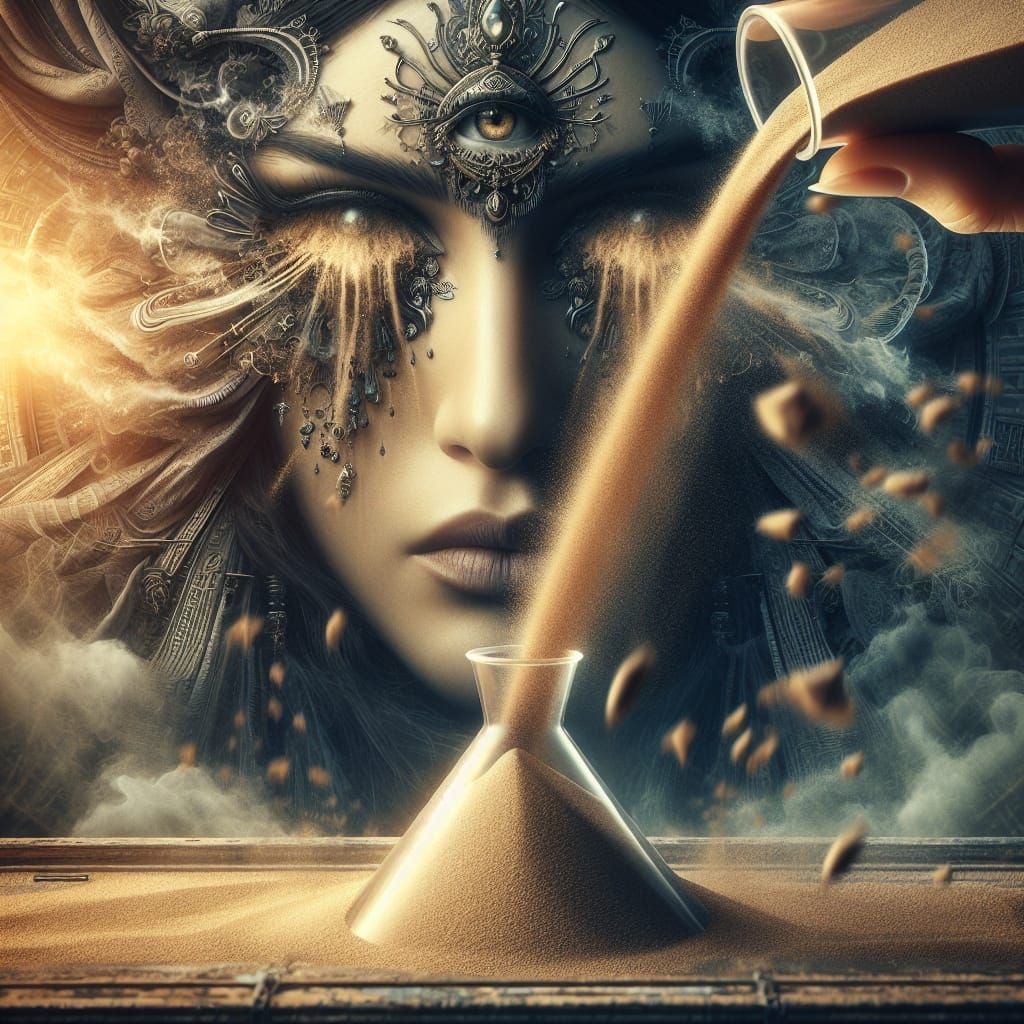 Dramatic Sand Pouring From Woman's Eyes
