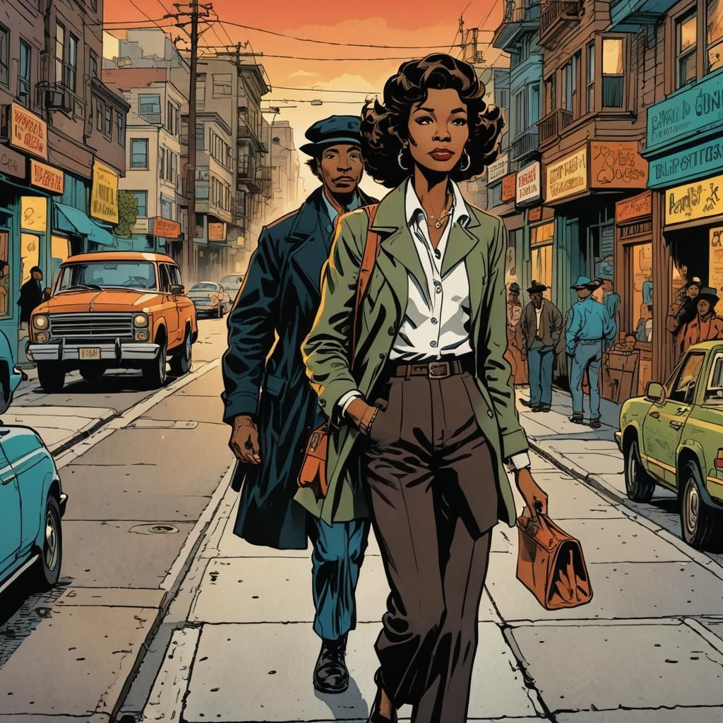 1970s Black Woman Gangster in San Francisco Illustration