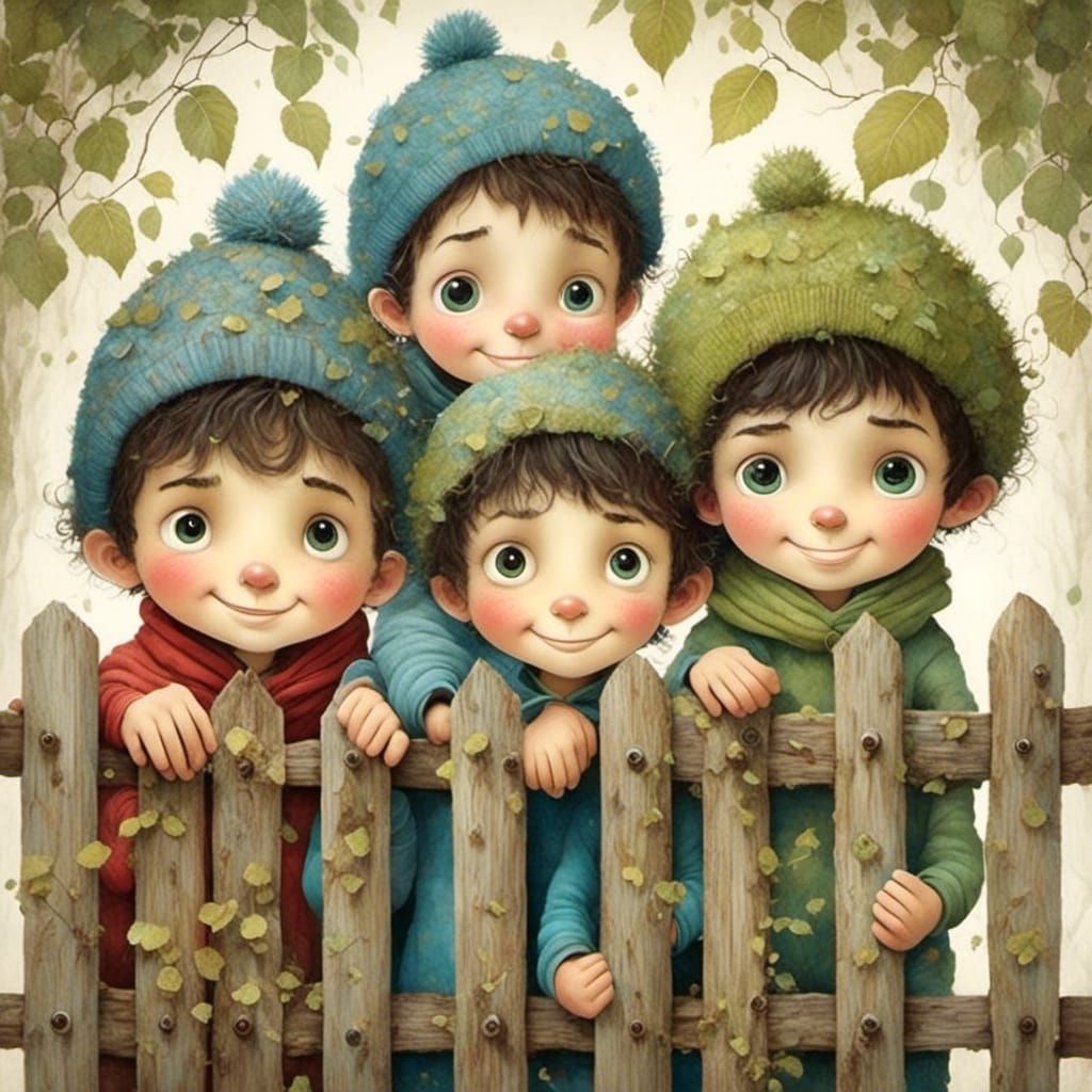 Boys' Wonder: Watercolor Naive Art of Childhood Curiosity