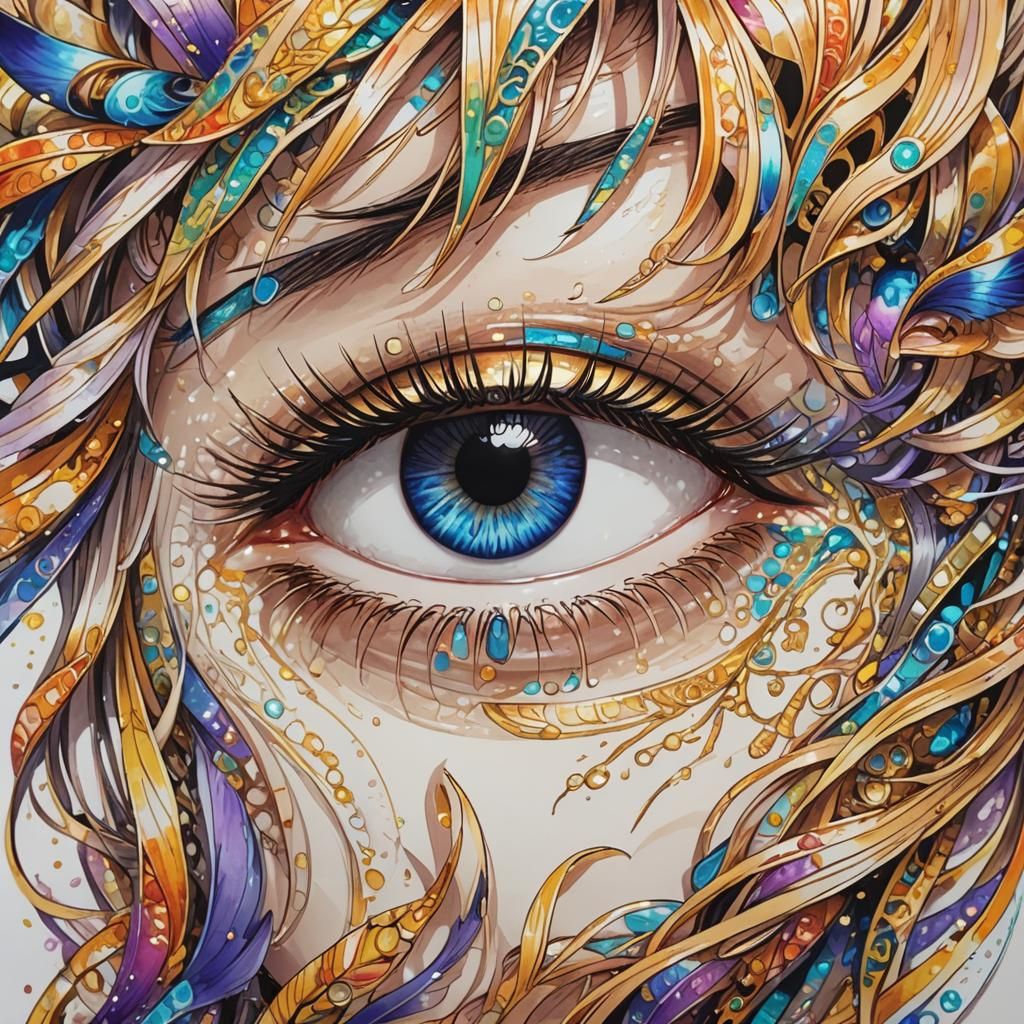 Detailed Manga Eyes Drawing in Anime Style