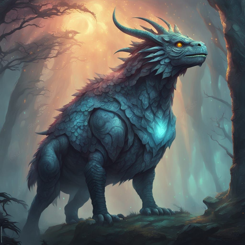 Fantasy Creature in Dreamlike Landscape