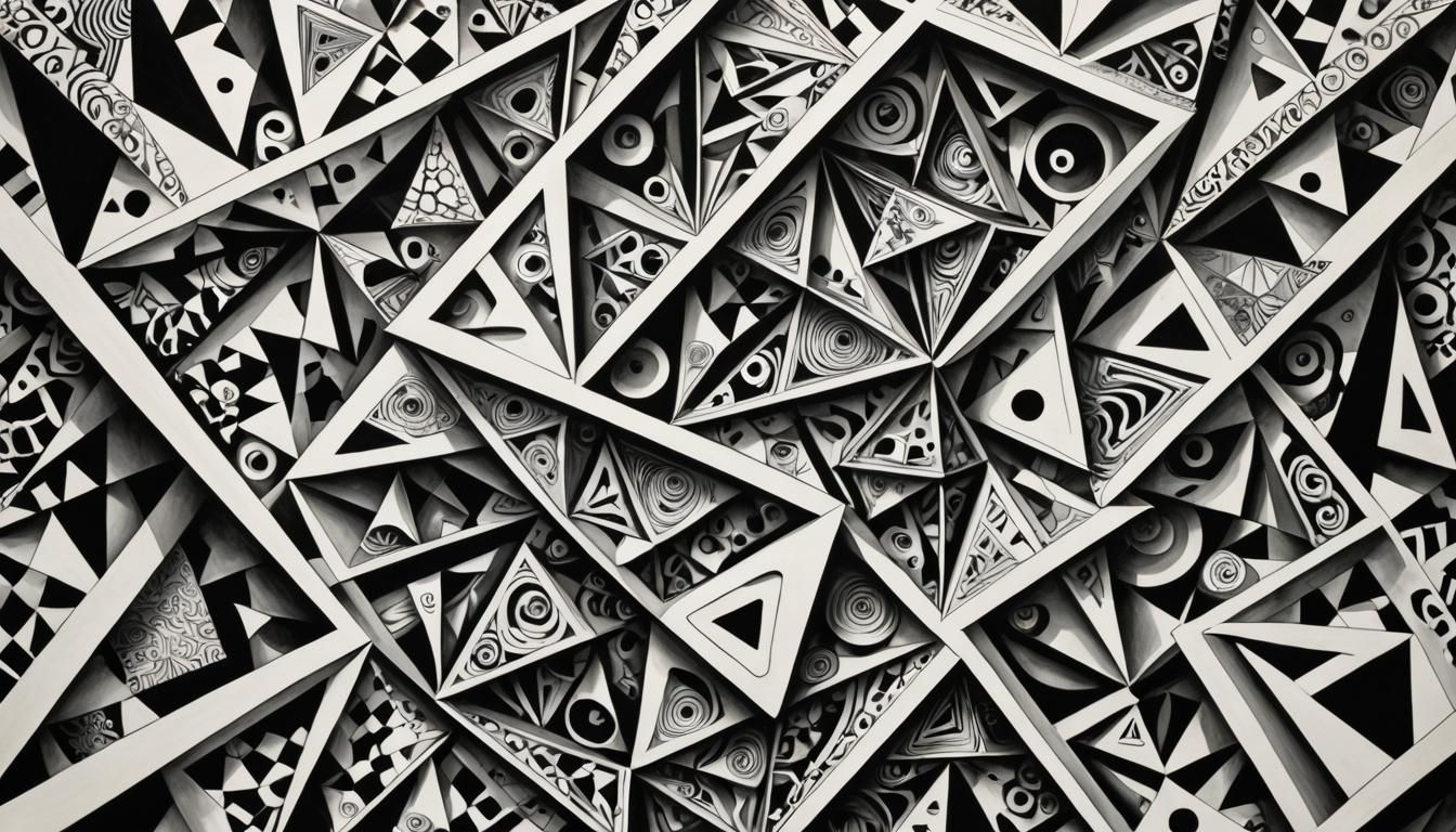 Surreal Geometric Abstract Inspired by Escher and Picasso