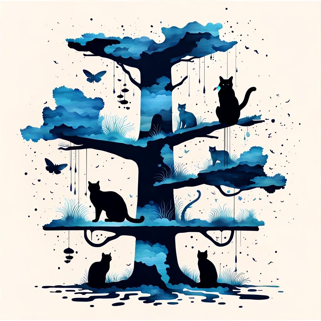 Rorschach Inspired Cat Tree Art