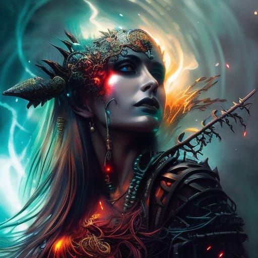 Oceanpunk Skull Death Tarot Card: Hyperdetailed Illustration