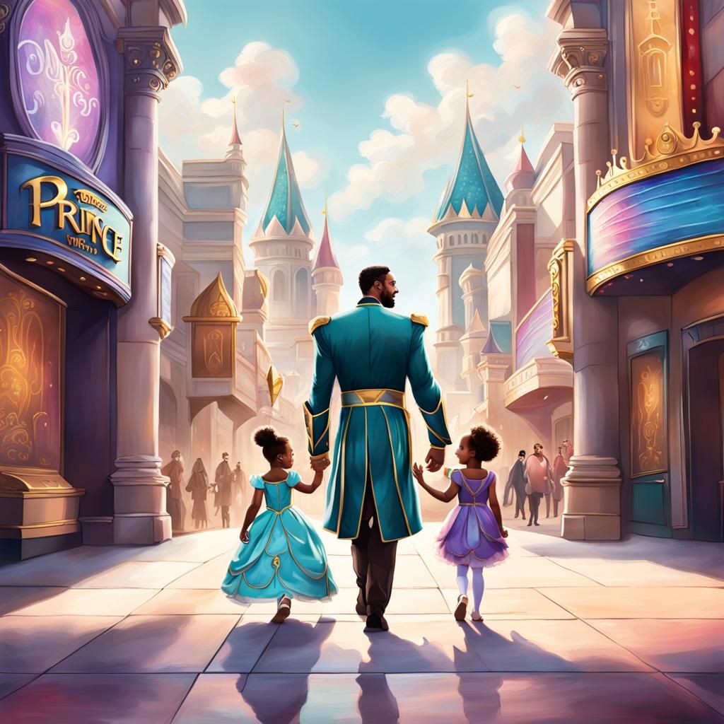 Father and Daughter in Princess and Prince Costumes