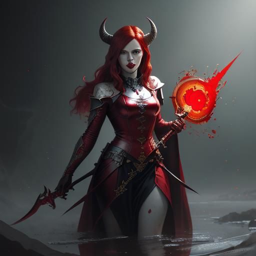 Devil Woman Portrait in Hyperdetailed Digital Art