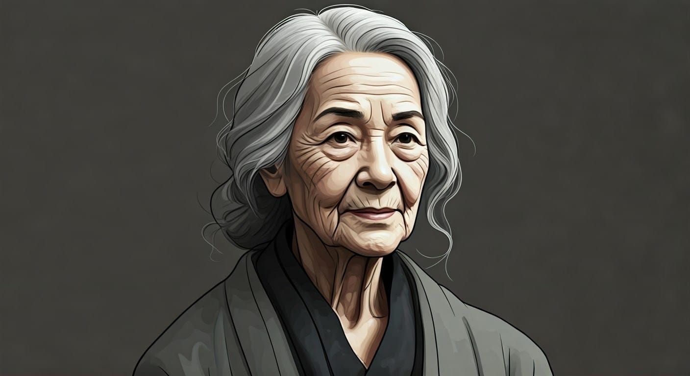 Contemplative Woman Portrait in Minimalist Ink Sketch Style