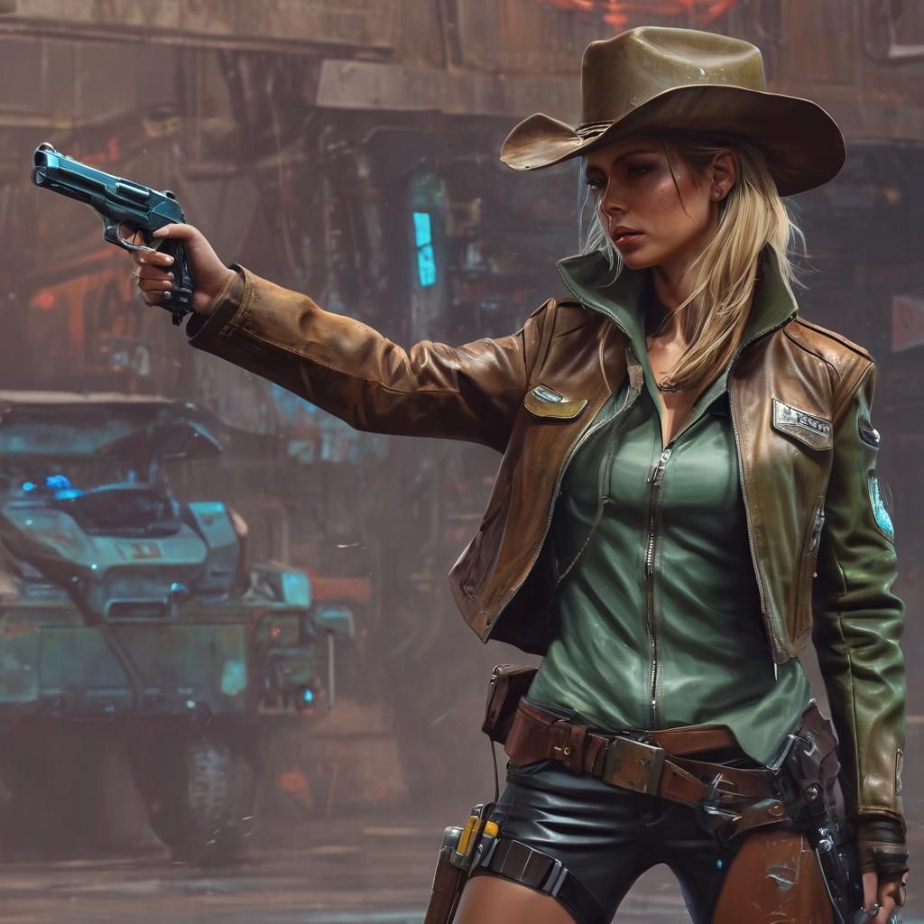 Cyberpunk Space Cowboy in Seedy Spaceport