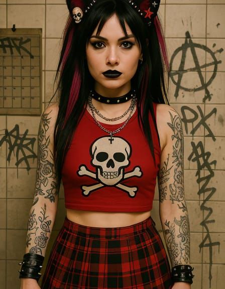Punk Goth Character in Graffiti Art Style