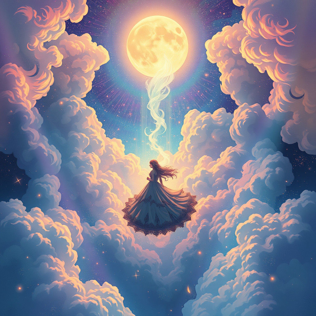 Dreamlike Persona 3 Scene in Holographic Illustration