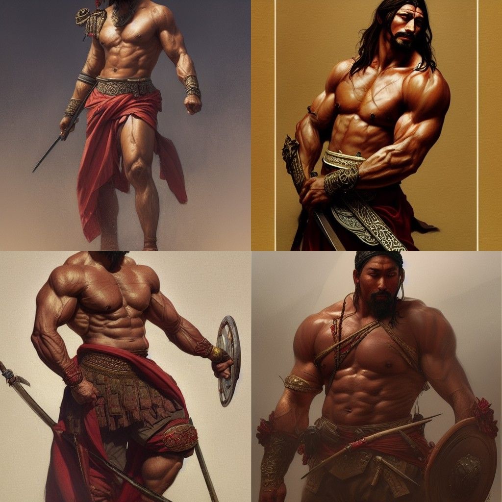Kublai Khan: Muscular Warrior in Digital Painting
