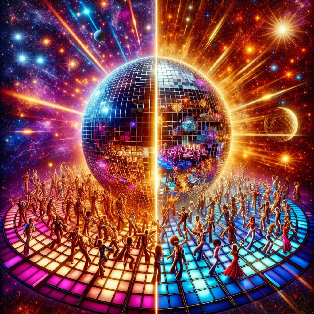 Psychedelic Disco Ball Dance Scene