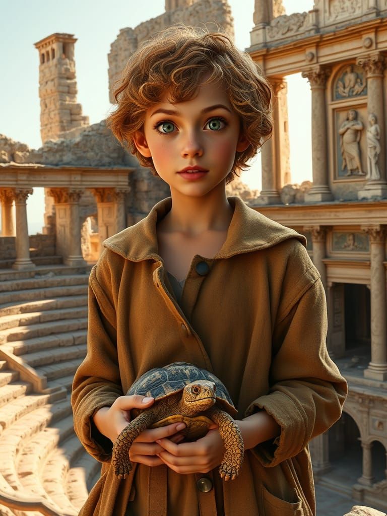 Mediterranean Ruins Reveal Teenage Girl with Tortoise Compan...
