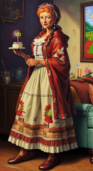 Little Red Riding Hood Birthday in Grant Wood Style