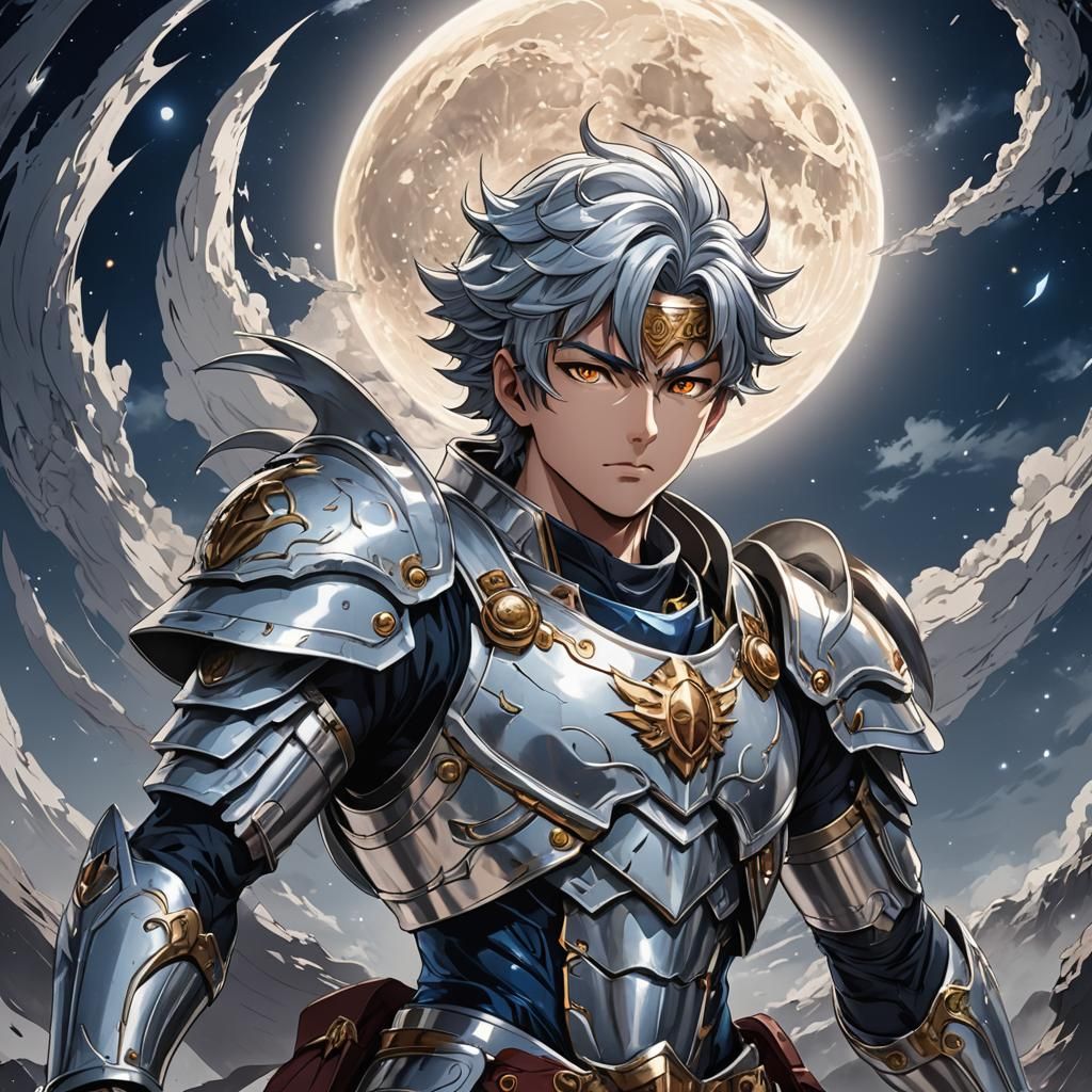 Silver Moon Warrior: Cel-Shaded Anime Art