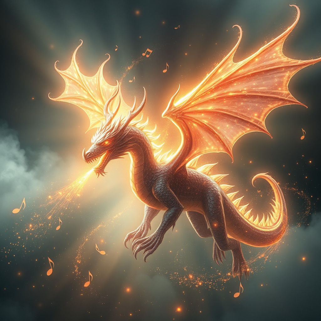 Luminous Dragon Soaring Through Dreamlike Realm