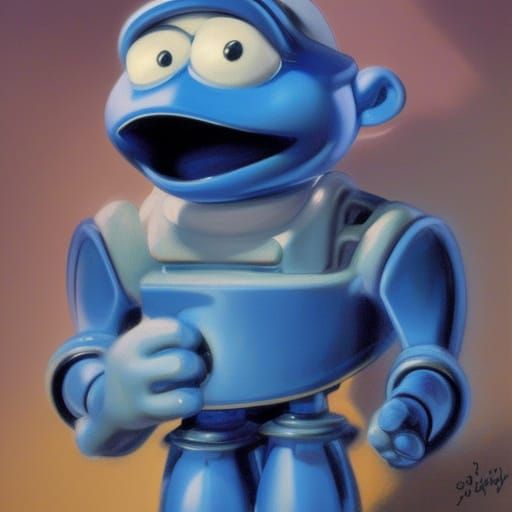 Smurf Robot in Oil Painting Style