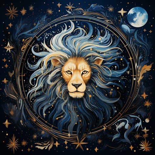 Leo Sign in Starry Night Sky