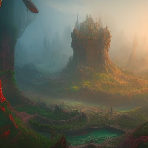 Fantastical Castle Concept Art in Detailed Matte Painting