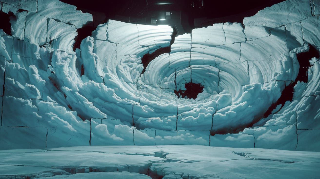 Hyperrealistic Storm Cloud Wall in Empty Void