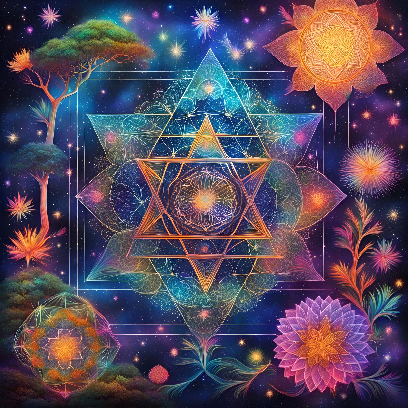 Holographic Astral Cosmic Sacred Geometry Illustration
