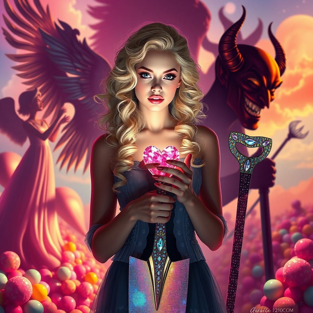 Surreal Fantasy Woman Embodies Balance of Light and Dark