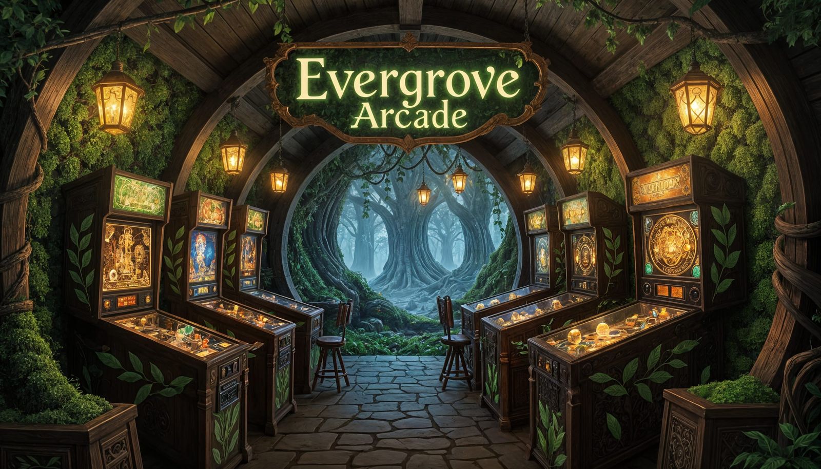 Evergrove Arcade: Enchanted Elven Gaming Haven