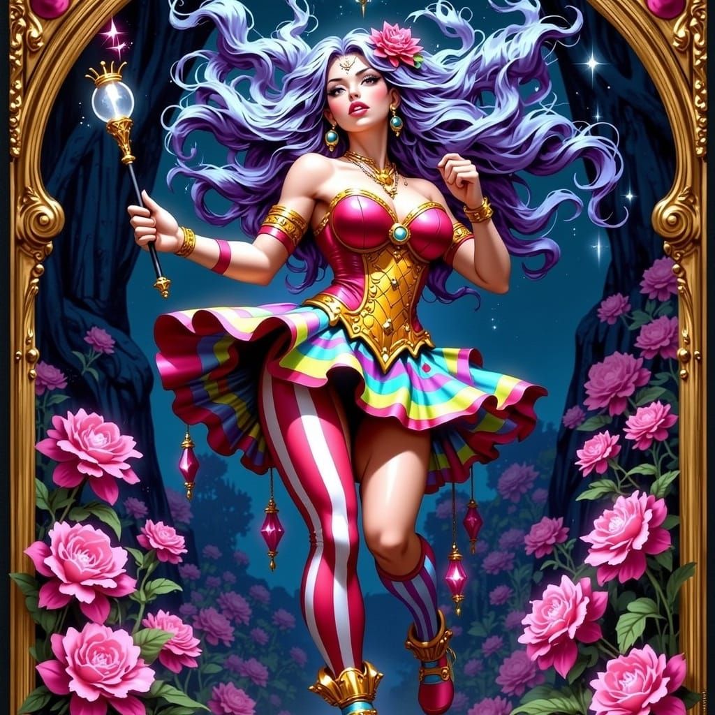 Ornate Tarot Card: The Fool in Action